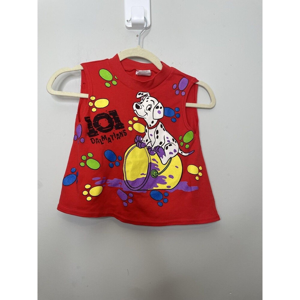 Vintage Disney 101 Dalmatians Tank Top Girls 6X Red Graphic Puppy Shirt USA